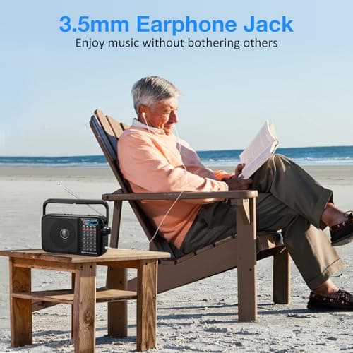 Gelielim Radios Mains and Battery, Portable Radio AM FM Shortwave Radio, Battery Radio for Home or Outdoor, Earphone Jack, Large Dial Easy to Use, Small Gfits for Seniors Elderly — view 4