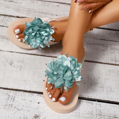 Women's Flat Sole Flip Flop Sandals for Beach and Casual Summer Wear, Lightweight EVA Slide Slippers with Cushioned Comfort for Indoor and Outdoor Use (Mint Green, 6) — view 4
