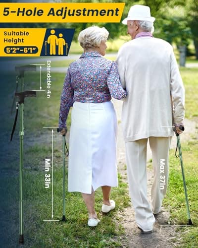 Walking Stick for Women, Adjustable Folding Walking Sticks for 5.2FT-6.1FT Ladies, 5-Section Different Size Collapsible Cane for Elderly — view 2