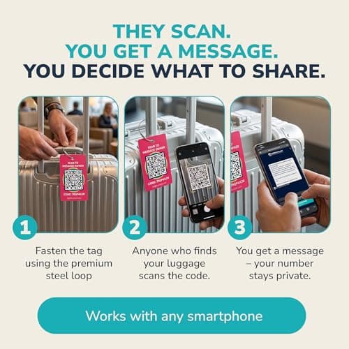 Smart Privacy QR Code Luggage Tag | Customizable Travel Suitcase Tags for Women and Men with GPS Locator — view 3
