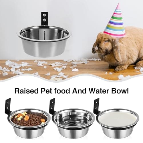 Wall Mounted Dog Bowl, Stainless Steel Hanging Pet Bowl Foldable Food and Water Bowls Anti-Roll for Dog Cat Bird Guinea Pig Rabbit Silver 20 * 8 cm — view 5