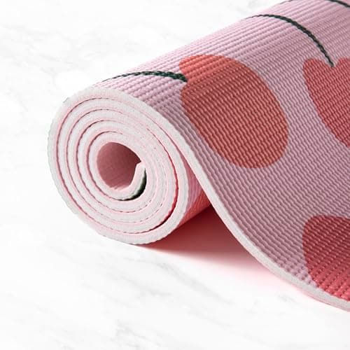 MYGA Yoga Starter Set - 6mm Non-Slip Yoga Mat, Yoga Block and Strap - Starter Kit for Beginners in Pilates, Exercise and Fitness - Choice of Design (Cherry) — view 5