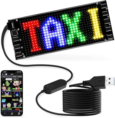 Programmable Car LED Flexible Display Sign – USB & App Controlled RGB Scrolling Text, Animations & Patterns – Bendable Thin Panel for Car Window, (black, 7.0 × 17.3 cm)