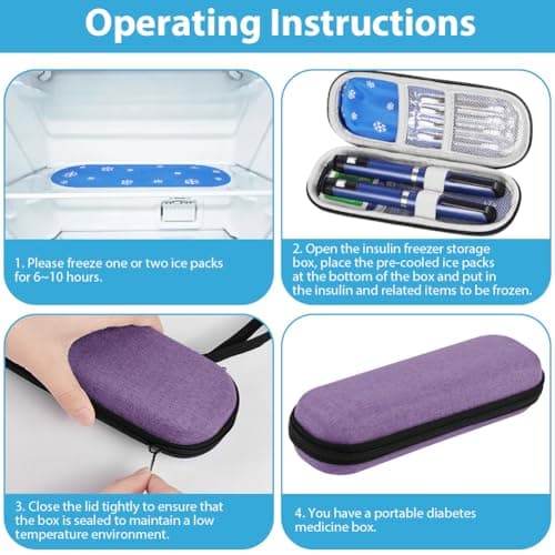 Fefod Insulin Cooler Travel Case, Medicine Cooler for Travel Insulin Case with 2 Ice Pack, Diabetic Supplies Insulin Pen Case, Diabetic Small Storage Travel Pack, Portable Insulin Travel Case — view 3