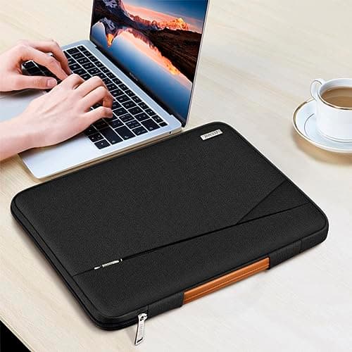 TECOOL 14 Inch Laptop Sleeve Protective Case with Handle and Pockets — view 3
