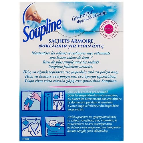 SOUPLINE - Wardrobe Bags - Fresh Air Scent - Laundry Perfume for 6 Weeks - Neutralizes Odors (Pack of 1 including 3 bags) — view 2