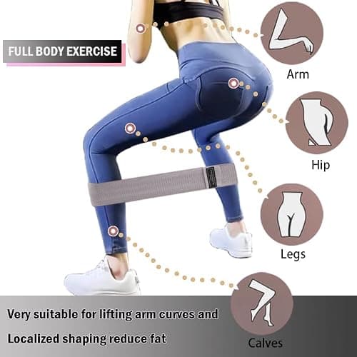 S.ROMZA Fabric Resistance Bands for Working Out Elastic Exercise Band Squats Fabric Exercise Bands for Legs and Butt Pilates,Yoga,Male and Female Fitness Resistance Bands (Light gray/dark gray/black) — view 4