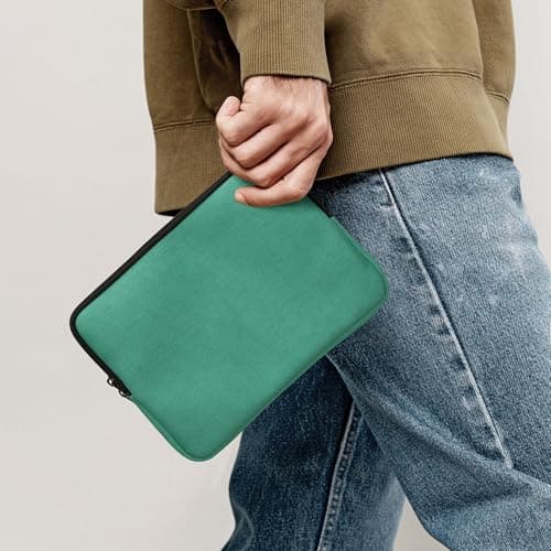 kwmobile Case Compatible with 9,7"-11" Tablet Cover - Tablet Sleeve - Protective Canvas 25.6 x 18.1 cm - Petrol — view 3