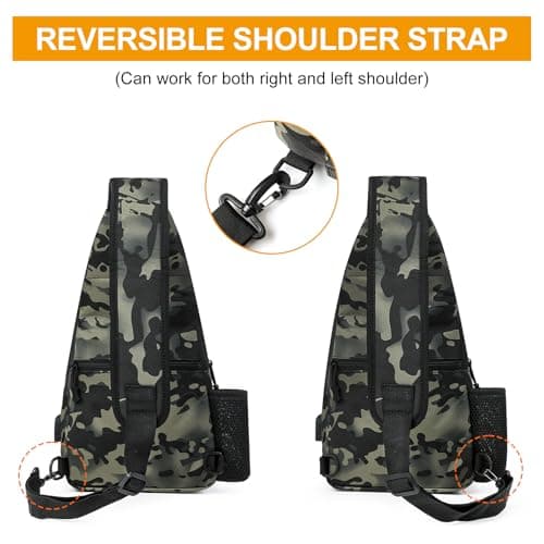 HUNTVP Tactical Sling Bag, Chest Bag Pack, Military Sling Bag Crossbody Backpack Men's Shoulder Bag for Mens Women Travelling, Cycling, Hiking, Camping(Typ2-Camo) — view 5