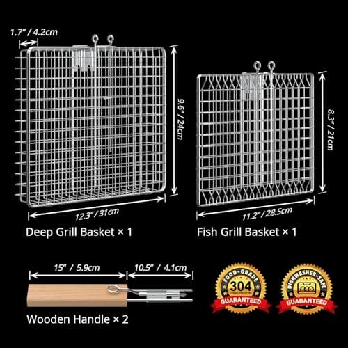 Nesting Grill Baskets Set, BBQ Accessories, Outdoor Camping, Gifts for Men — view 2