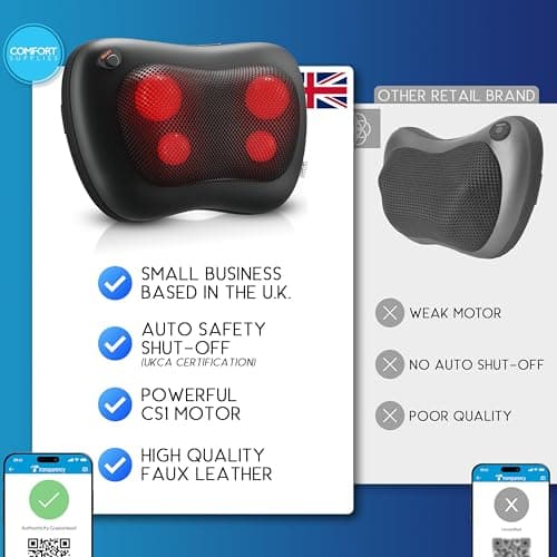 Comfort Supplies Back Massager, Neck Massage, Shiatsu Pillow with Heat, Deep Tissue Kneading Massager for Neck, Back, Shoulder, Legs, Electric, Muscle Pain Relax, Gifts for Women Men Mum Dad Him Her — view 4