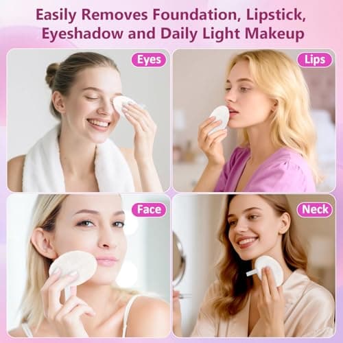 LOPHE Reusable Makeup Remover Pads, 6 Pack Ultra-Soft Coral Fleece Facial Cleansing Pads with Hanging Loop & Travel Bag, Gentle Washable Hypoallergenic Face Pads for All Skin Types (White) — view 4