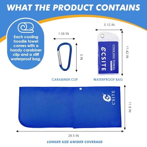 CSITE 1 Pack Cooling Hoodie Towels, Instant Cooling Towels for Neck and Face, UPF 50 Sun Protection, Ice Towel for Hot Weather, Head Towel for Sports, Camping, Cycling & More Activities — view 6