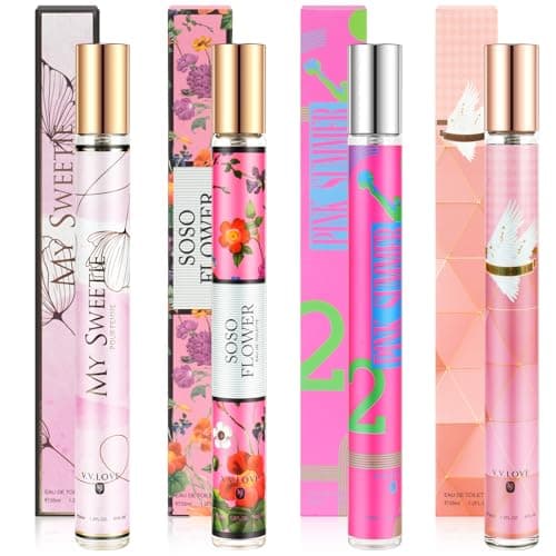 Women's Perfume Gift Set - 4 x 35ml Mini Perfume for Women Body Hair Fragrance Set in Sweet Floral and Fruity Notes, Portable Travel Size, Pamper Gifts Set, Birthday Gifts for Women, Gifts for Her