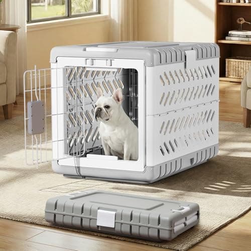 Gardner Pet Collapsible Dog Crate, White-Grey, M