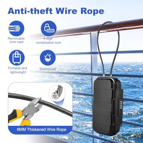 Hurinan Portable Safe Box with Code, [Waterproof & Anti-Theft]Travel Safe, Combination Security Case Lock Box with Removable Wire Rope, for Beach, Cars, Office, Vacation (Black) — view 4