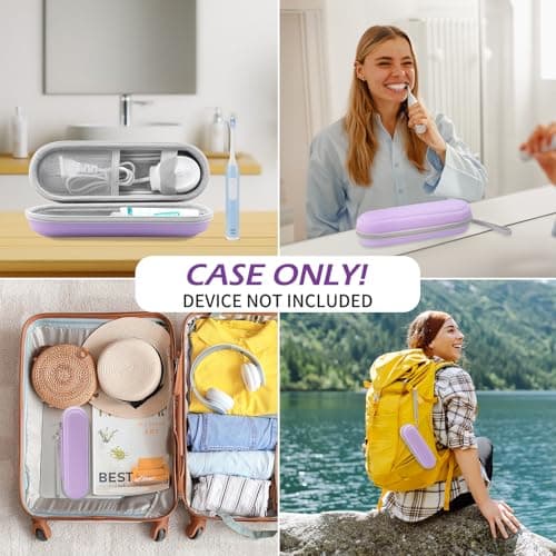 TYSORETY Toothbrush Travel Case for Oral-B/Oral-B Pro/Philips Sonicare Electric Toothbrush, Portable Travel Toothbrush Case (Purple) — view 5