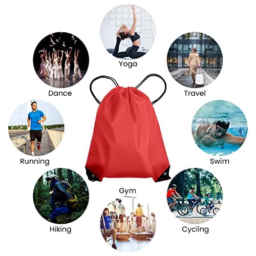 AKHTART Drawstring Bags, Unisex Swimming Bag, Large PE Bag, Sports Backpack, Waterproof Gym Sack - Suitable for School/Beach/Holidays/Travel/Swimming and Various Activities (Red) — view 5