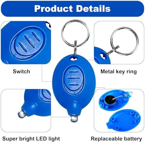 Fofuo 10 Pack Mini Keyring Torches LED Flashlight Keychain, 5 Color — view 3