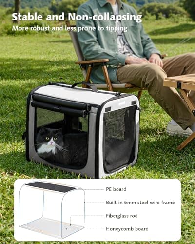 Dog Car Carrier LightWeight 50×37.5×43cm, Foldable Dog Carrier, Grey — view 5