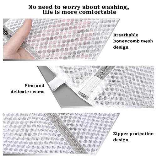 3 x Honeycomb Lingerie Bags with Hanging Loop, Mesh Laundry Bags, Delicate Wash Bags, Fine Laundry Bags for Underwear, Bras, Socks, Baby Clothes, Masks (30 x 23 x 0.1cm) — view 4
