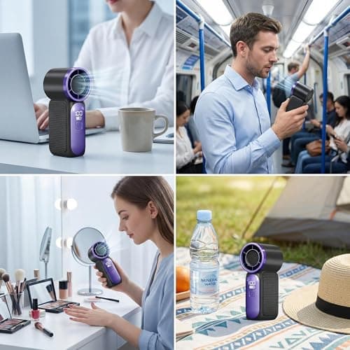 Portable Handheld Mini Fan, 20000 RPM High Speed Turbo Personal Fan, 3 Speeds with LED Display, Pocket Design USB Rechargeable Handheld Fan for Travel, Makeup, Commute, Outdoor Summer Essentials — view 5
