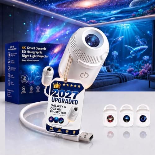 Ocean Projector, Galaxy Projector Night Light, 2026 New HD 5D Holographic Night Light Projectors, 360° Adjustable, LED Projection Lamp for Bedroom
