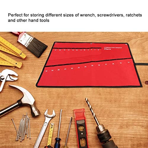 WPKD BLUEIY Multi Pockets Roll Up Tools Storage Bag, Spanner Plier Wrench Hand Tools Organizers Holder Sturdy Canvas Pouch (25 mouthfuls) — view 3