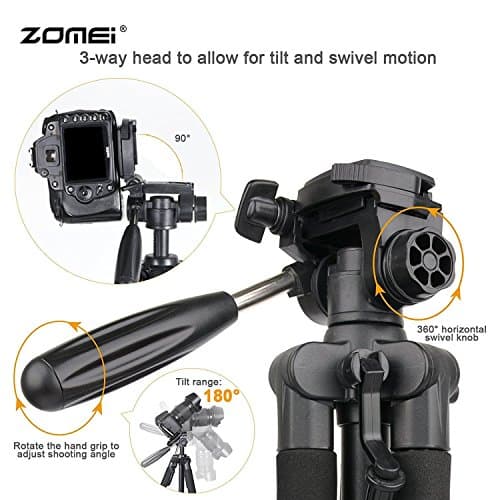ZOMEI Q111 55-inch Smartphone Tripod Flexible Aluminum Travel Tripod (Red) — view 5