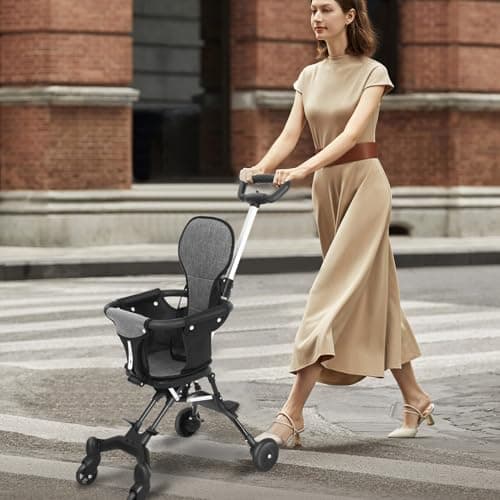 Lightweight Foldable Travel Stroller for Infants and Toddlers Black — view 5