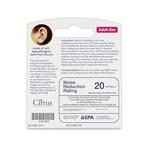 EarPlanes Original Earplugs for Children/Smaller Ears, Pressure Filtering Protection for Airplane Travel (1 Pair) — view 3