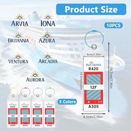 10 Pcs P&O Cruise Luggage Tag Holders, Waterproof Clear Cruise Luggage Tags with Stainless Steel Loops, 2025-2026 Suitcase Tag Accessories for P&O Cruise Lines, Durable Travel Essentials — view 2