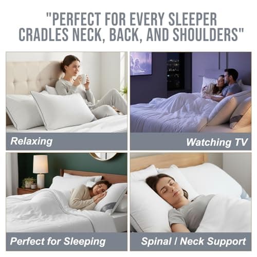 GC GAVENO CAVAILIA Hotel Collection Soft Pillow 5 Pack | Bounce-Back Neck Support Pillow With 100% Cotton Cover | Hypoallergenic Hotel Quality Pillows For Sleeping Back & Side Sleepers Pillow 74x48cm — view 4