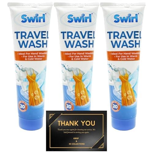 Travel Wash Pack of 3-100ml Each - Compact Hand Washing Detergent for Clothes - Perfect for Travel, Camping & Holidays - Effective in Warm & Cold Water, Up to 60 Washes Total