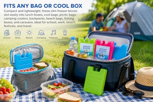 1Above Freezer Blocks 12 Pack | Reusable Ice Packs for Lunch Boxes, Cool Bags & Picnic — BPA Free, Leakproof, Long Lasting — view 6