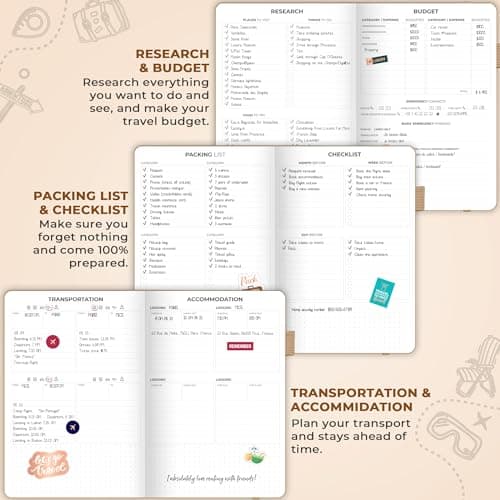 Clever Fox Travel Journal, Vacation Planner Organizer A5 Sandstone — view 4