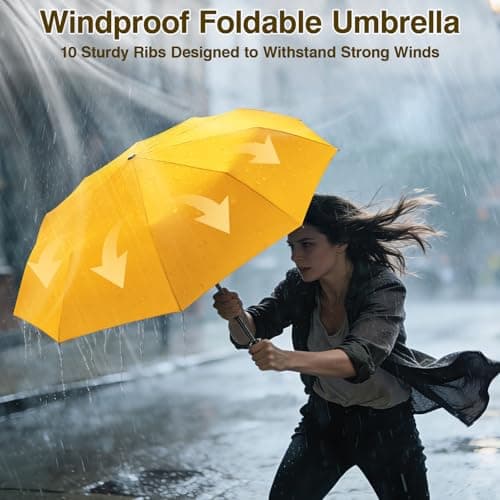 ZOMAKE Compact Umbrella Windproof,Travel Small Umbrella (46in-Yellow) — view 5