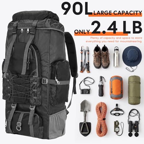 Coikes Hiking Backpack 90L Large Camping Rucksack Foldable Camping Backpack for Men Women Waterproof Hiking Rucksack Daypack Travel Bag for Trekking Mountaineer Climbing Walking Outdoor Sports — view 2