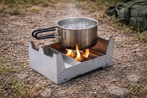 British Army Cooker & Fuel Set Compact Lightweight Folding Backpack Stove | Fire Dragon Gel Blocks Included | Military Camping Bushcraft Survival Cooking — view 3