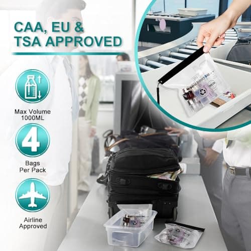 Clear Toiletry Bag 2 Pack, 20x20cm Airport Security Liquids Bags, Airline Approved Waterproof TSA Makeup Organiser, Leakproof Travel Wash Bags for Hand Luggage, Holiday Essentials for Women Men — view 2