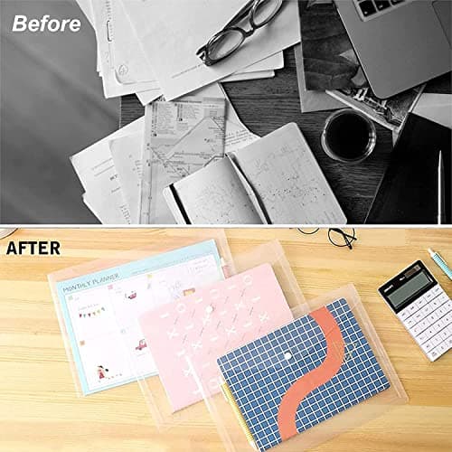 12 Pack Plastic Wallets A4 File Folders Plastic Transparent Document Folder with Label Pocket Snap Button Clear Files Envelope Pockets for Home, Office, School and Travel — view 5