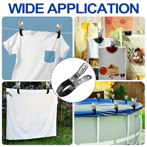 KEYBOO Large Beach Towel Clips for Sun Loungers, 6 Pcs Stainless Steel Sunbed Towel Pegs Beach Towel Clips, Pegs for Washing Line Laundry Pegs for Beach Chairs Pool Chairs Heavy Clothing — view 6