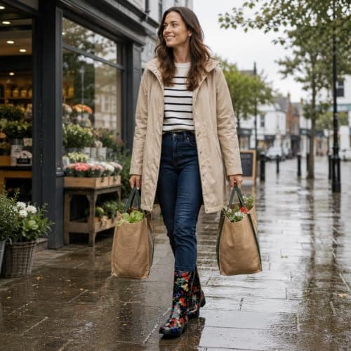 A2Z Ladies Waterproof PVC Rain Boots Stylish Mid Calf Slip On Wellies — view 2
