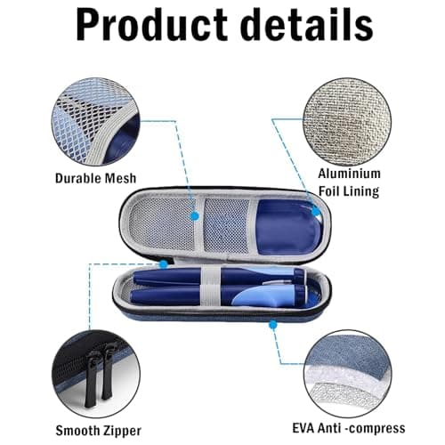 ARROMI Monjaro Travel Case, Insulin Cooler Travel Case, Diabetic Case with 2 Nylon Ice Packs, Medicine Cooler for Insulin Diabetic Supplies (Blue) — view 3