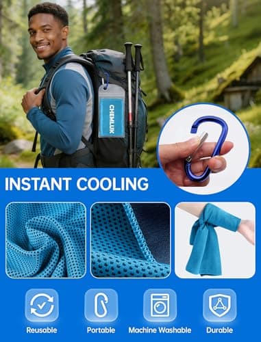 CHEMLUK Cooling Towels for Hot Weather: 100x30CM Instant Cool Towel for Neck Face UPF 50 Quick Dry Microfibre Ice Sweat Towel for Gym Sports Running Hiking Workout Travel — view 6