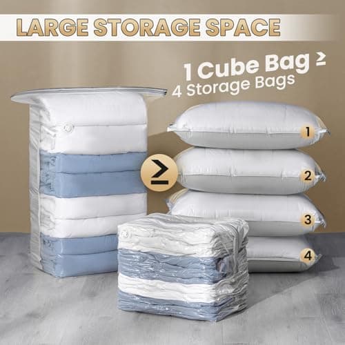 TAILI Extra Large Vacuum Storage Bags Cube 8 Jumbo (3Jumbo +5Medium), Cream — view 4