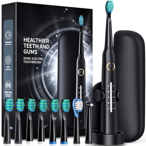 Electric Toothbrush with Travel Case 8 Brush Heads Rechargeable