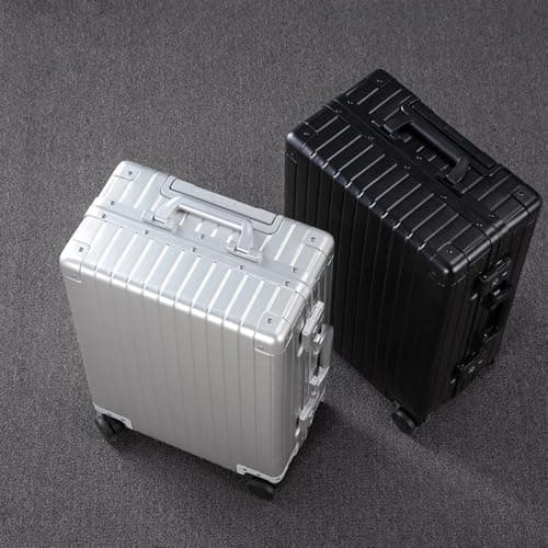 All Aluminum Hardshell Luggage with Lock, Zipperless Hardside Carry on Suitcase with Spinner Wheels, Checked Aluminium Suitcase Metal Rolling Luggage Case for Business, Travel (Black, 24 inch) — view 3