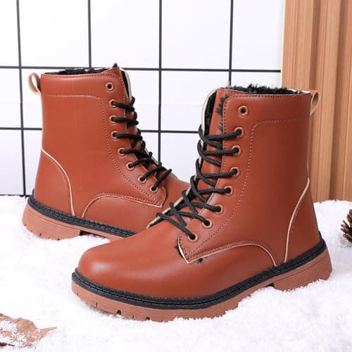 Topwolve Women's Boots Waterproof Ankle Booties Ladies Walking Boots Outdoor Side Zipper Warm Lined Snow Booties,Brown(with Lined),4.5 UK — view 3