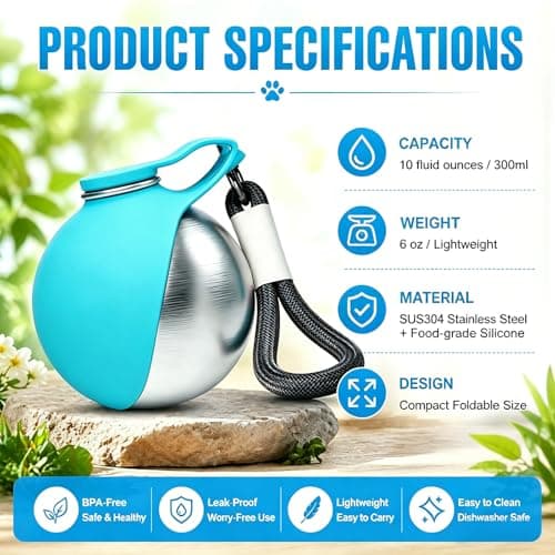 2-in-1 Dog Water Bottles for Walking, Stainless Steel Portable Dog Water Bottle for Travel, Leak Proof Compact Dog Travel Water Bottle for Walks, Hikes, Road Trips, Park Visits, Travel — view 2
